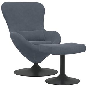 vidaXL Egg Chair with Footstool Dark Grey Velvet