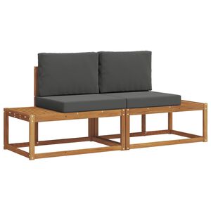 vidaXL Outdoor Sofa Set 2 pcs Natural Solid Acacia Wood and Polyester
