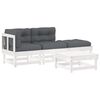vidaXL 4 Piece Garden Lounge Set with Cushions White Solid Wood