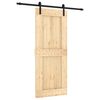 vidaXL Sliding Door Natural and Black 85 x 210 cm Solid Pine Wood