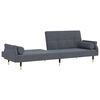 vidaXL Sofa Bed with Cushions Dark Grey Velvet