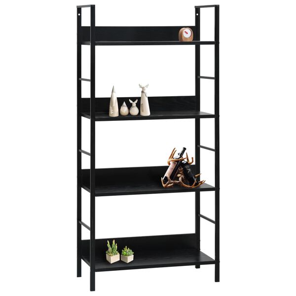 vidaXL 4-Layer Book Shelf Black 60x27.6x124.5 cm Engineered Wood