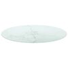 vidaXL Table Top White Ø80x1 cm Tempered Glass with Marble Design