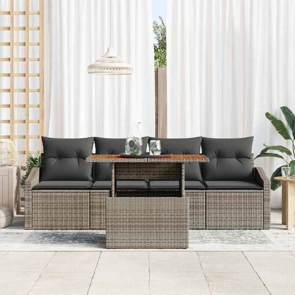 vidaXL Garden Sofa Set with Storage 5 pcs Grey Poly rattan
