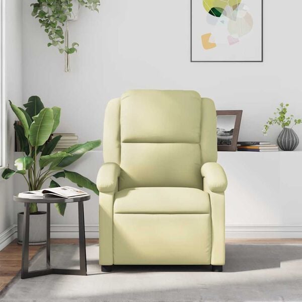 vidaXL Recliner Chair Cream Real Leather