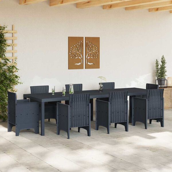 vidaXL Garden Dining Table Anthracite 300 x 100 x 73 cm Poly Rattan