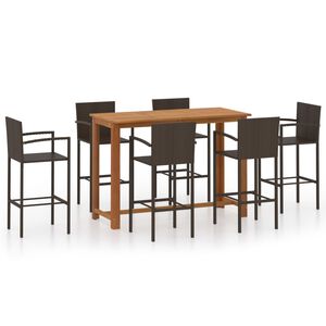 vidaXL 7 Piece Garden Bar Set Brown