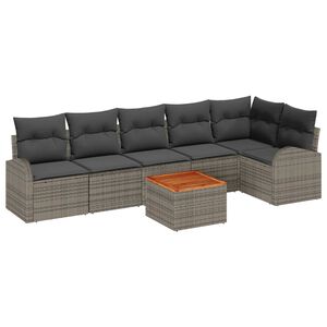 vidaXL Garden Sofa Set with Storage 7 pcs Grey Poly Rattan