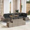 vidaXL Garden Sofa Set with Storage 9 pcs Grey Poly rattan