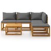 vidaXL 6 Piece Garden Lounge Set with Cushion Solid Acacia Wood