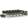 vidaXL 17 Piece Garden Dining Set with Cushions Grey Poly Rattan