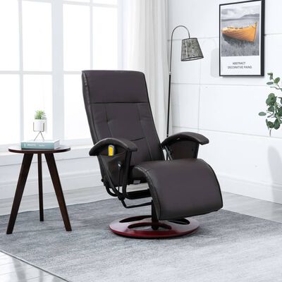 vidaXL Massage Chair Brown Faux Leather
