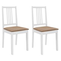 vidaXL Dining Chairs with Cushions 2 pcs White Solid Wood
