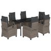vidaXL 7 Piece Garden Dining Set with Cushions Grey Poly Rattan