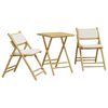 vidaXL 3 Piece Folding Bistro set with Cream White Cushions Bamboo
