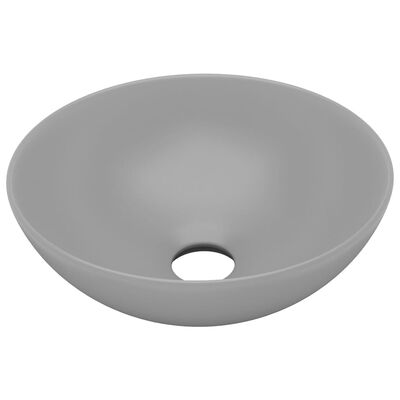vidaXL Bathroom Sink Ceramic Light Grey Round