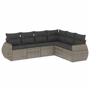 vidaXL 6 Piece Garden Sofa Set with Cushions Grey Poly Rattan