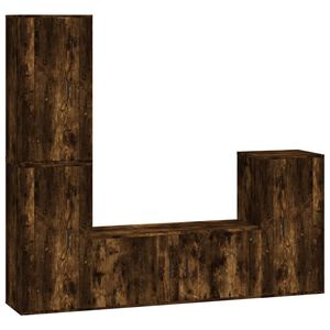 vidaXL 4 Piece TV Cabinet Set Smoked Oak Engineered Wood