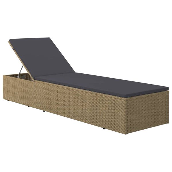 vidaXL Sunlounger Poly Rattan Brown and Dark Grey