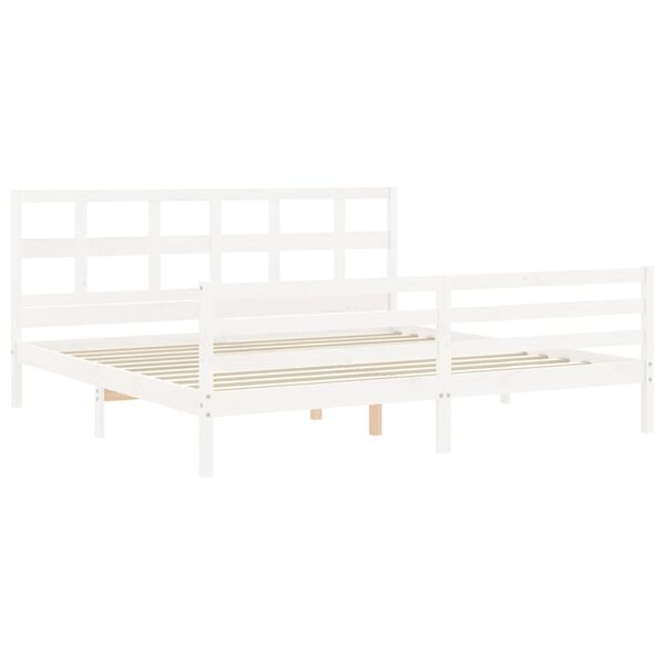 vidaXL Bed Frame without Mattress White Super King Size Solid Wood