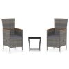 vidaXL 3 Piece Garden Lounge Set with Cushions Poly Rattan Grey