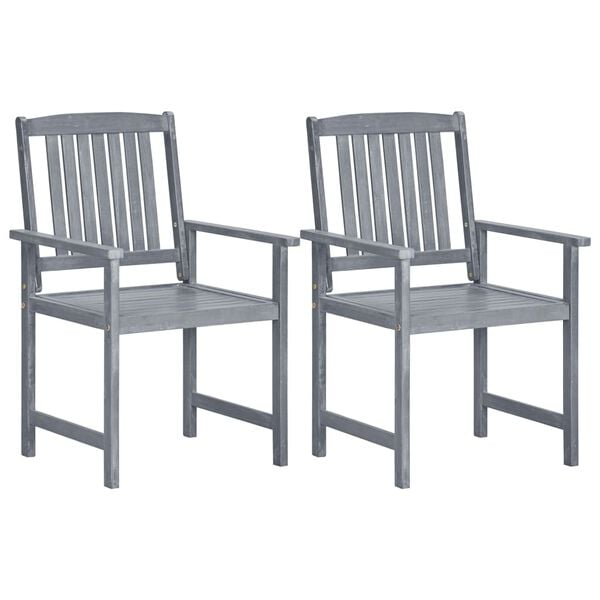 vidaXL Garden Chairs 2 pcs Grey Solid Acacia Wood