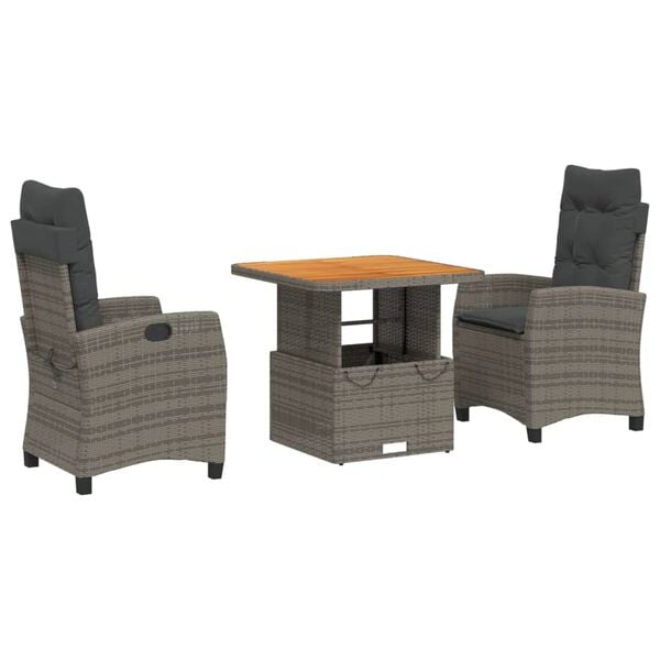 vidaXL 5 Piece Garden Dining Set with Cushions Grey Poly Rattan
