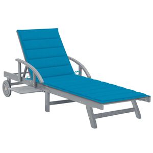 vidaXL Garden Sun Lounger with Cushion Solid Acacia Wood