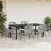 vidaXL 7 Piece Garden Dining Set with Cushions Grey Poly Rattan Glass