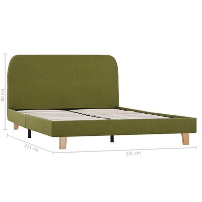 vidaXL Bed Frame Green Fabric King Size