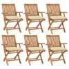 vidaXL Folding Garden Chairs with Cushions 6 pcs Solid Teak Wood