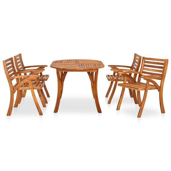 vidaXL 5 Piece Garden Dining Set 150x90 cm Solid Acacia Wood