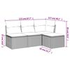 vidaXL 4 Piece Garden Sofa Set with Cushions Grey Poly Rattan