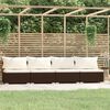 vidaXL 4-Seater Sofa with Cushions Brown Poly Rattan