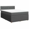 vidaXL Box Spring Bed with Mattress Dark Grey Queen Fabric