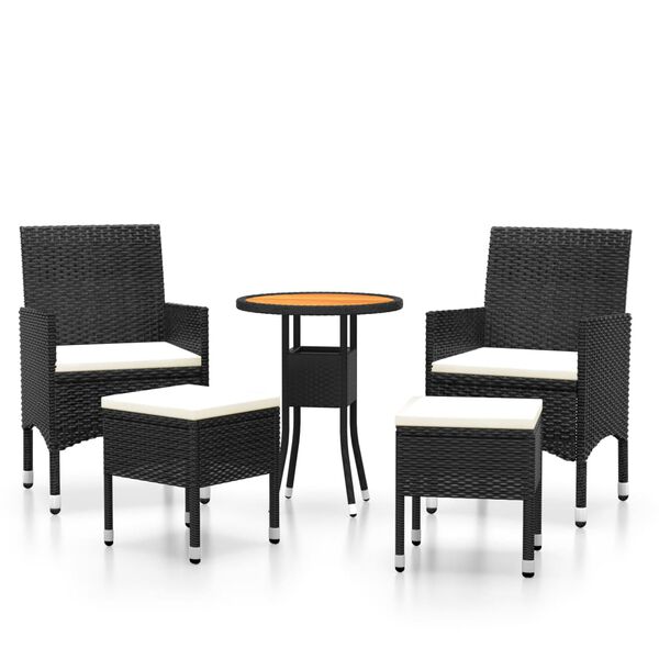 vidaXL 5 Piece Garden Lounge Set Poly Rattan Black