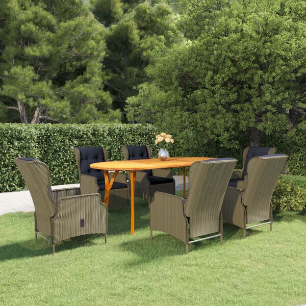 vidaXL 7 Piece Garden Dining Set Brown