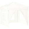 vidaXL Folding Party Tent with Sidewalls White 2x2 m