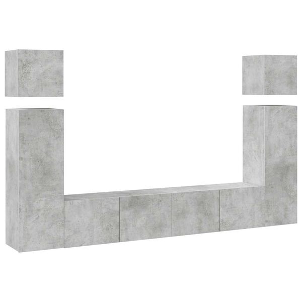 vidaXL 8 Piece TV Cabinet Set Concrete Grey Engineered Wood