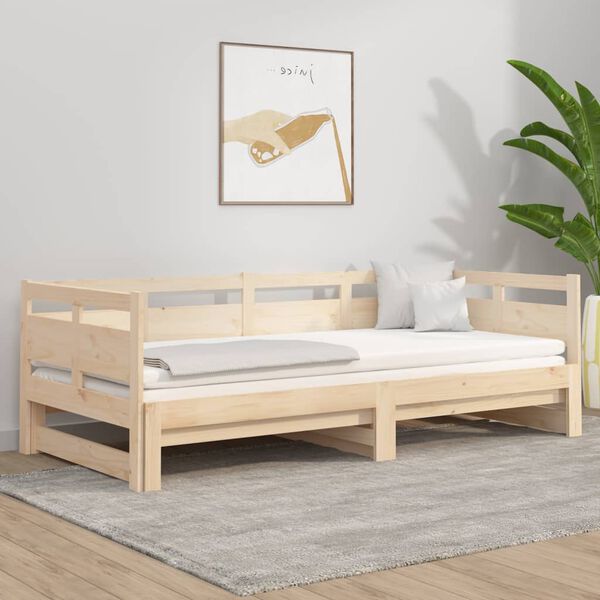 vidaXL Pull-out Day Bed without Mattress Solid Wood Pine 2x(90x190) cm