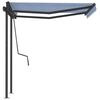 vidaXL Manual Retractable Awning with Posts 3.5x2.5 m Blue and White