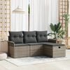 vidaXL Garden Sofa Set with Cushion with Storage 4 pcs Poly rattan