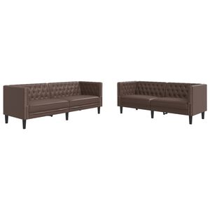 vidaXL 2 Piece Chesterfield Sofa Set Brown Faux Leather