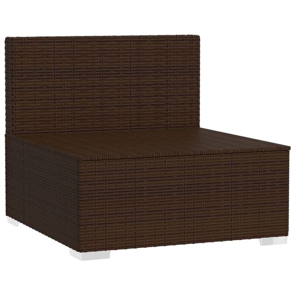 vidaXL 4-Seater Sofa with Cushions Brown Poly Rattan
