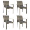vidaXL 5 Piece Garden Dining Set with Cushions Black and Grey Poly Rattan