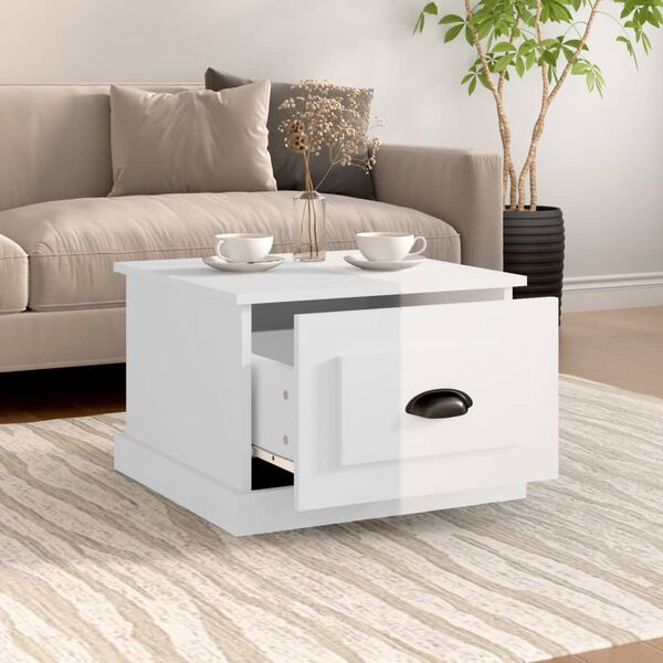 vidaXL Coffee Table High Gloss White 50x50x35 cm Engineered Wood