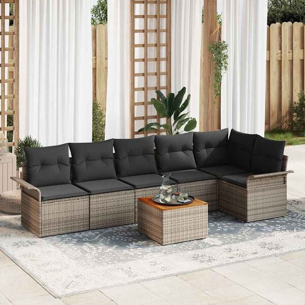 vidaXL Garden Sofa Set with Cushion with Storage Manual 7 pcs Grey