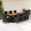 vidaXL 9 Piece Garden Dining Set with Cushions Black Poly Rattan