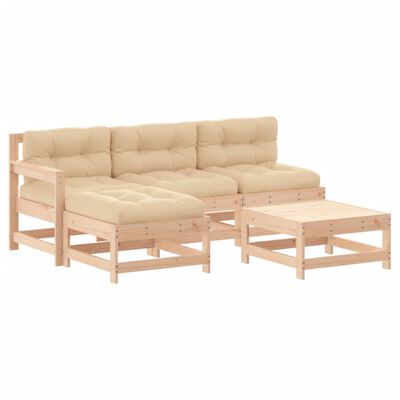 vidaXL 5 Piece Garden Lounge Set with Cushions Solid Wood