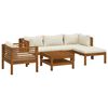 vidaXL 6 Piece Garden Lounge Set with Cream Cushion Solid Acacia Wood